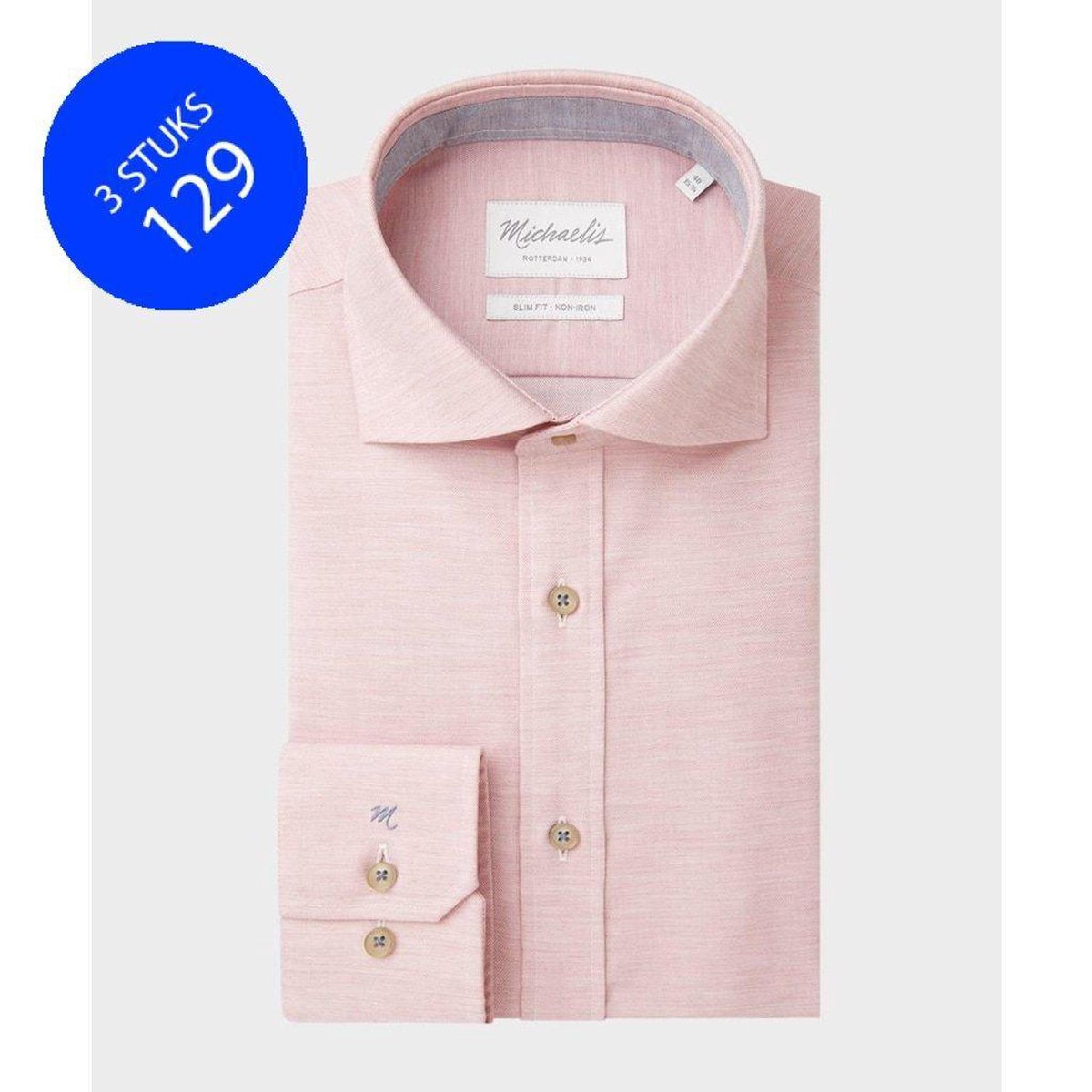 Vintage roze Michaelis overhemd-boordmaat: 45