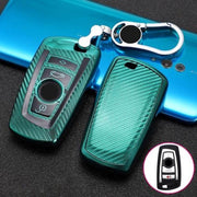 Voor BMW Square 4-knops A-versie Auto TPU Sleutel Beschermhoes Sleutelhoes met sleutelring (groen)