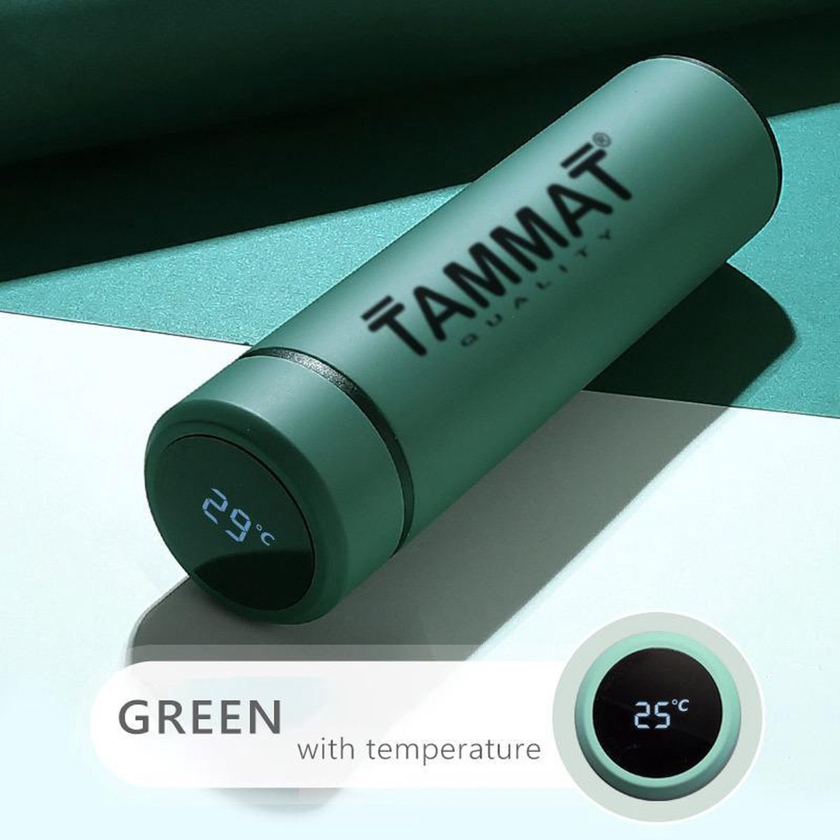 Slimme Thermosfles met LCD temperatuur Display - Curver Isolatiefles 450 ML - Rubber Coating - Dubbelwandige Thermosfles - Thermosbeker - Isoleerfles - Thermoskan - Travel Mug - bidon drinkfles - Koffiebeker - Drinkflessen - RVS - Smart Thermos