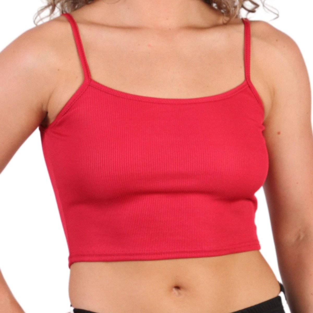 Tanktop Dames Kort - Spaghettibandjes - Tank Top Dames - Croptop Dames - Basic Topje - Dames Tanktop - Korte Tanktop - Bordeaux