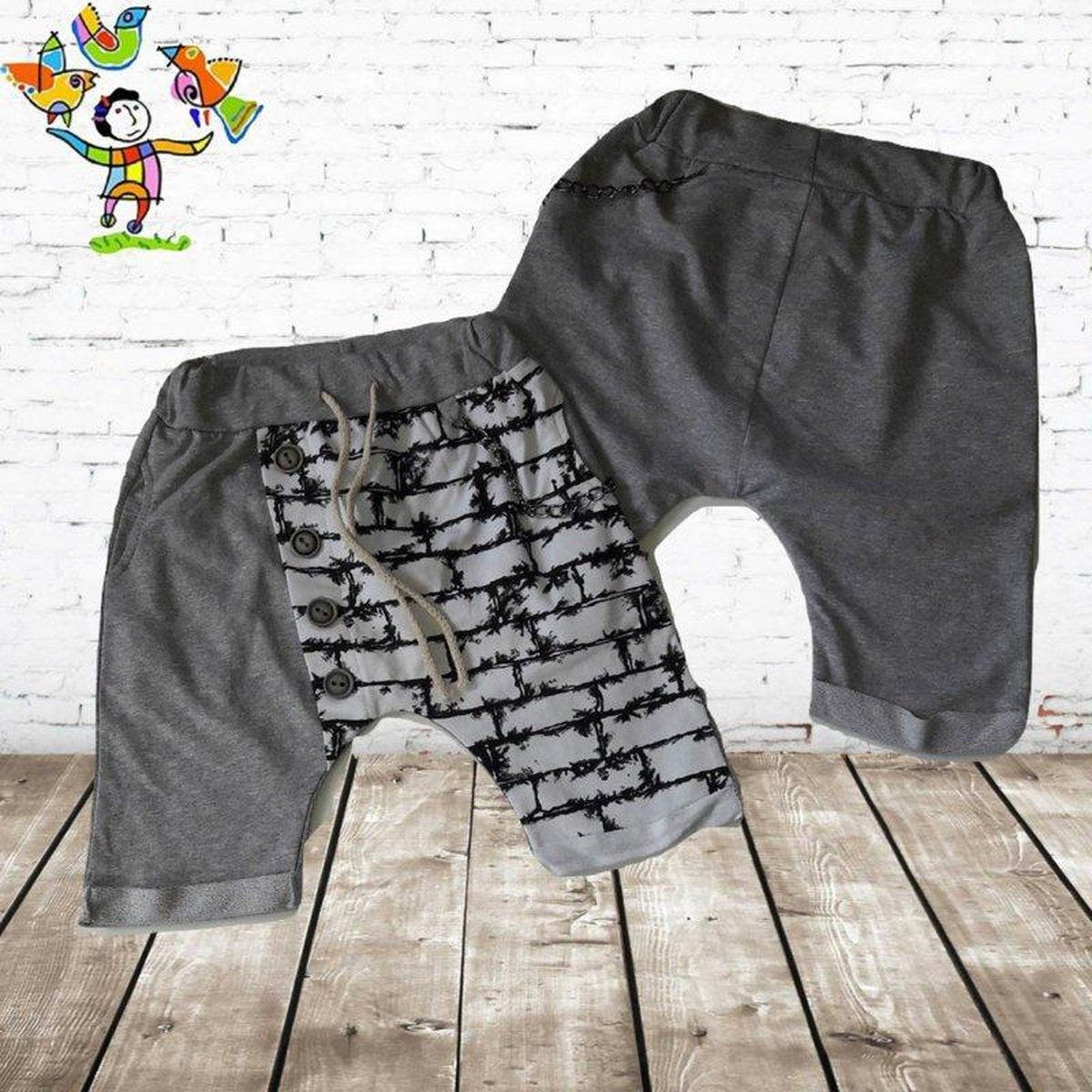 S&C Jongens korte broek ketting grijs 134/140