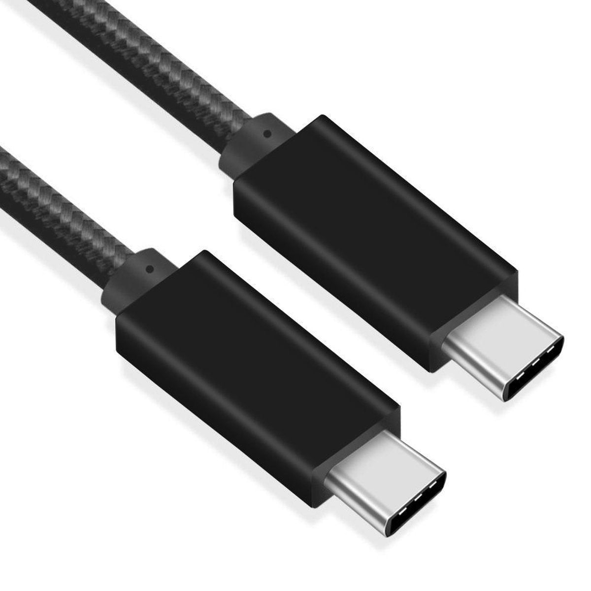 USB C kabel | C naar C | Gen 2 | Nylon mantel | Zwart | 2 meter | Allteq