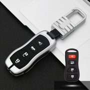 Auto Lichtgevende All-inclusive Zinklegering Sleutel Beschermhoes Sleutel Shell voor Nissan I Style (Zilver)