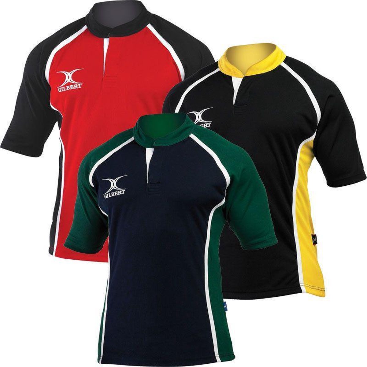 Gilbert rugbyshirt Xact Navy/Groen 2Xs