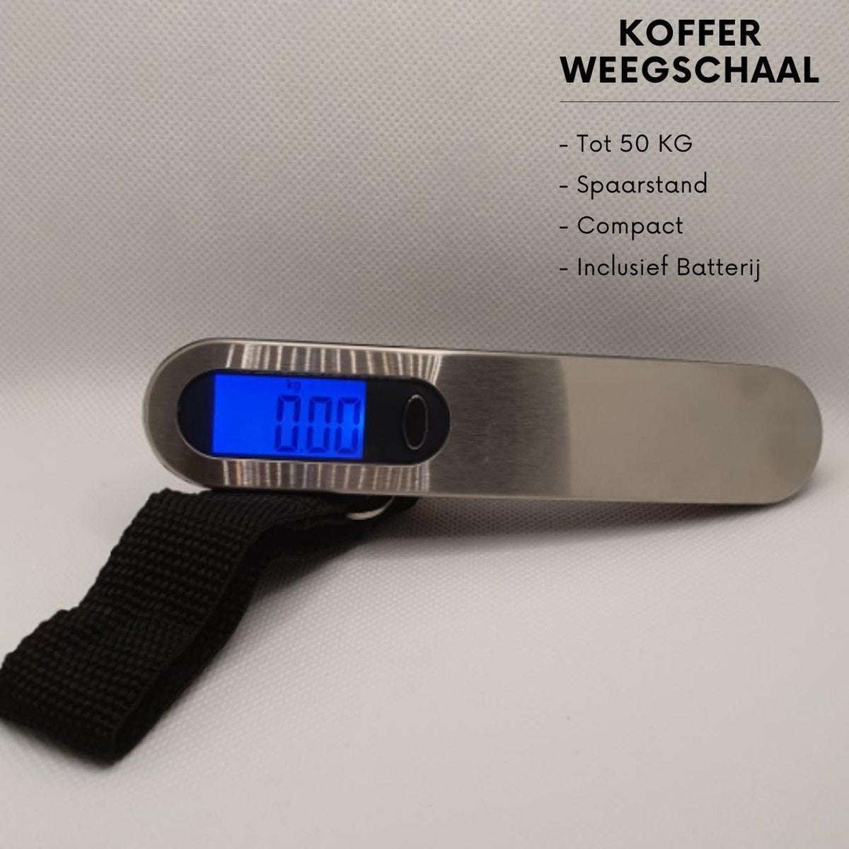 Digitale Reis Weegschaal Met Lus Voor Koffers - Bagageweger Kofferweger - Inclusief Batterij - Tot 50 KG