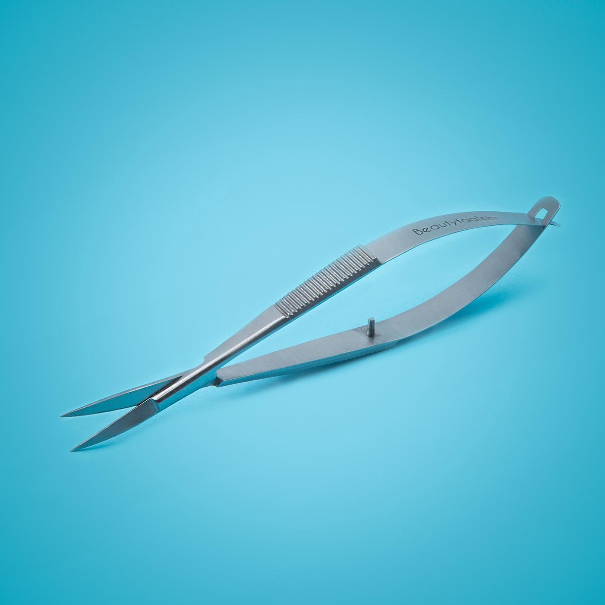 Beautytools INOX Precisie Veerschaar/ Irisschaar met Gebogen Bek/ Zelfopend Schaartje Voor Detailwerk- Spitse punt- (NS-0874)