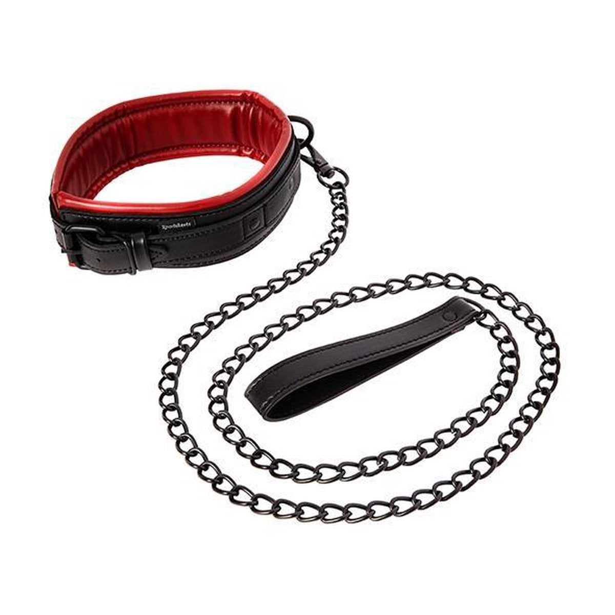 Sportsheets Saffron Riem & Ketting - Zwart & Rood