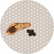 MixMamas Rond Tafelkleed Gecoat - Ø140 cm - Stippen - Beige/Wit