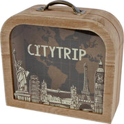 Gifts Amsterdam Spaarpot Citytrip 18 Cm Hout Bruin