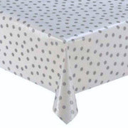 MixMamas Tafelzeil Stippen - 120 x 270 cm - Wit/Zilver