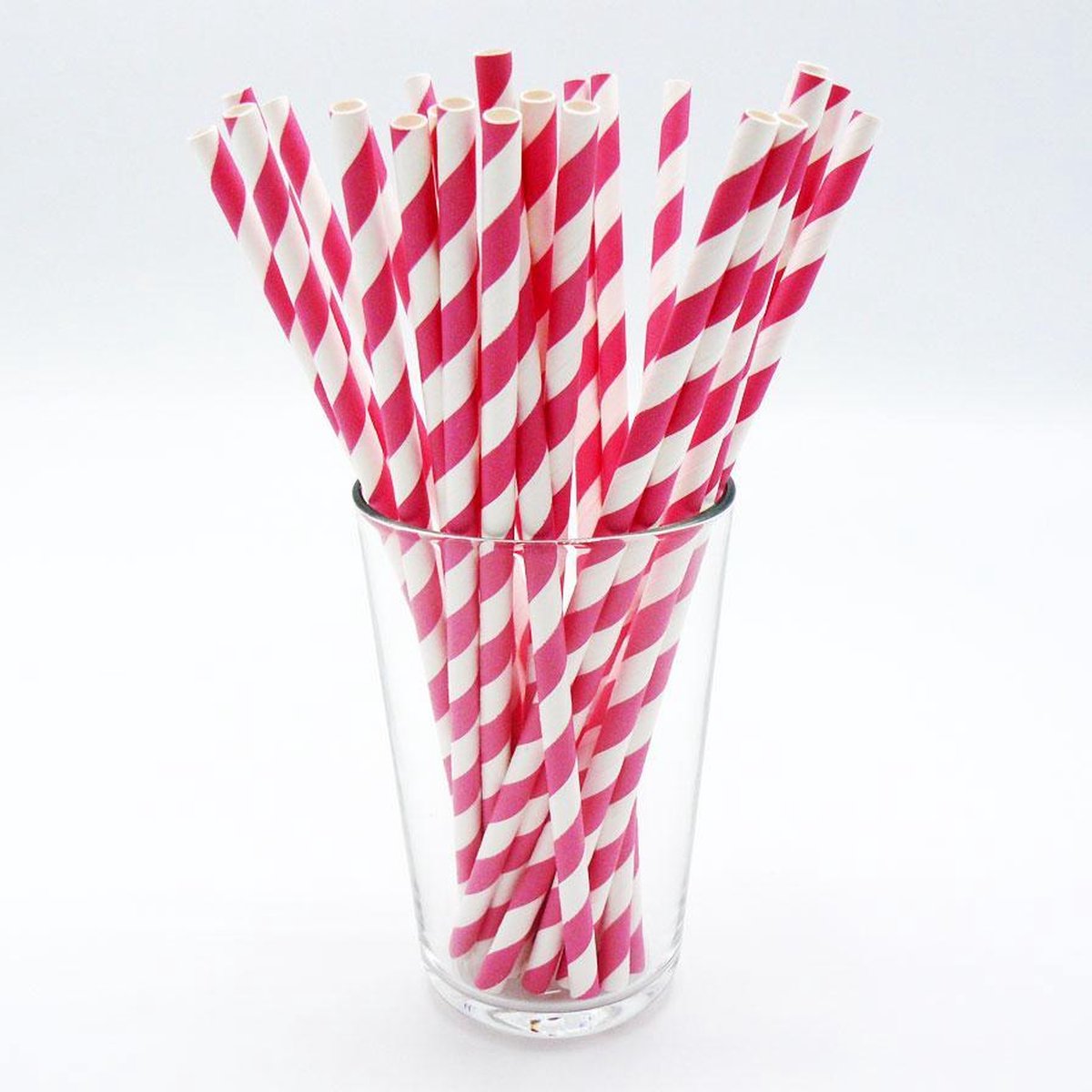 Doodadeals® | Papier Rietjes Zuurstok | Roze met Wit | Paper Straws | 25 stuks | 20 cm
