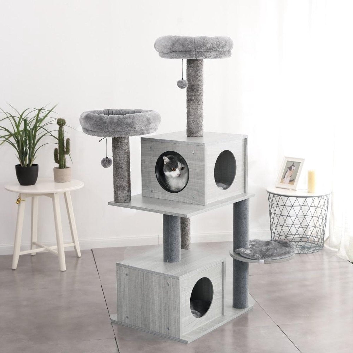 TBG Huisdier Krabpaal Toren Condo Huis Krabpaal Speelgoed voor Kat Kitten Kat Springen Speelgoed met Ladder Spelen Boom AMT0027GY
