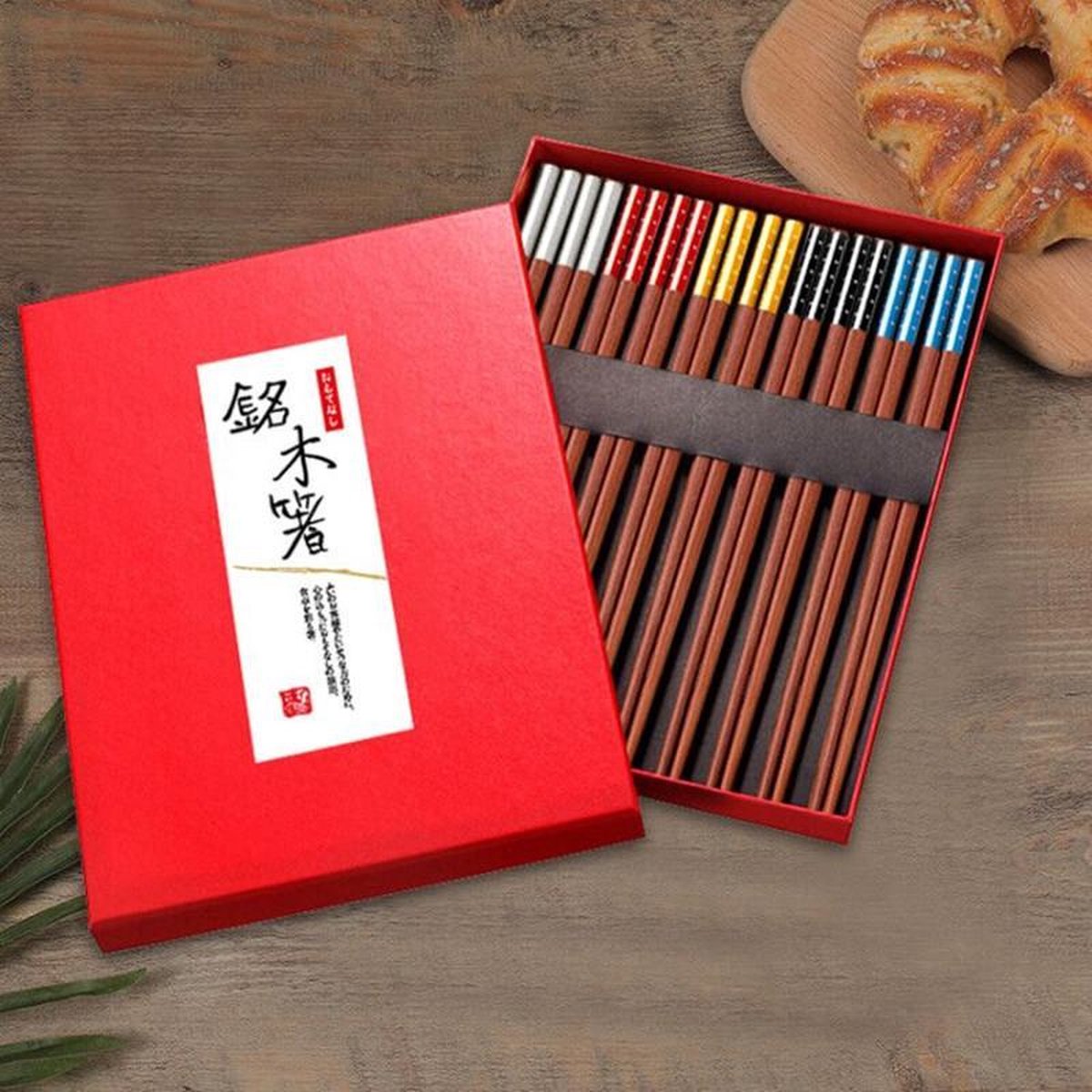 TDR - TDR -Chinese Eetstokjes 10 setjes -Mahonie eetstokjes met geschenkdoos in 5 kleuren