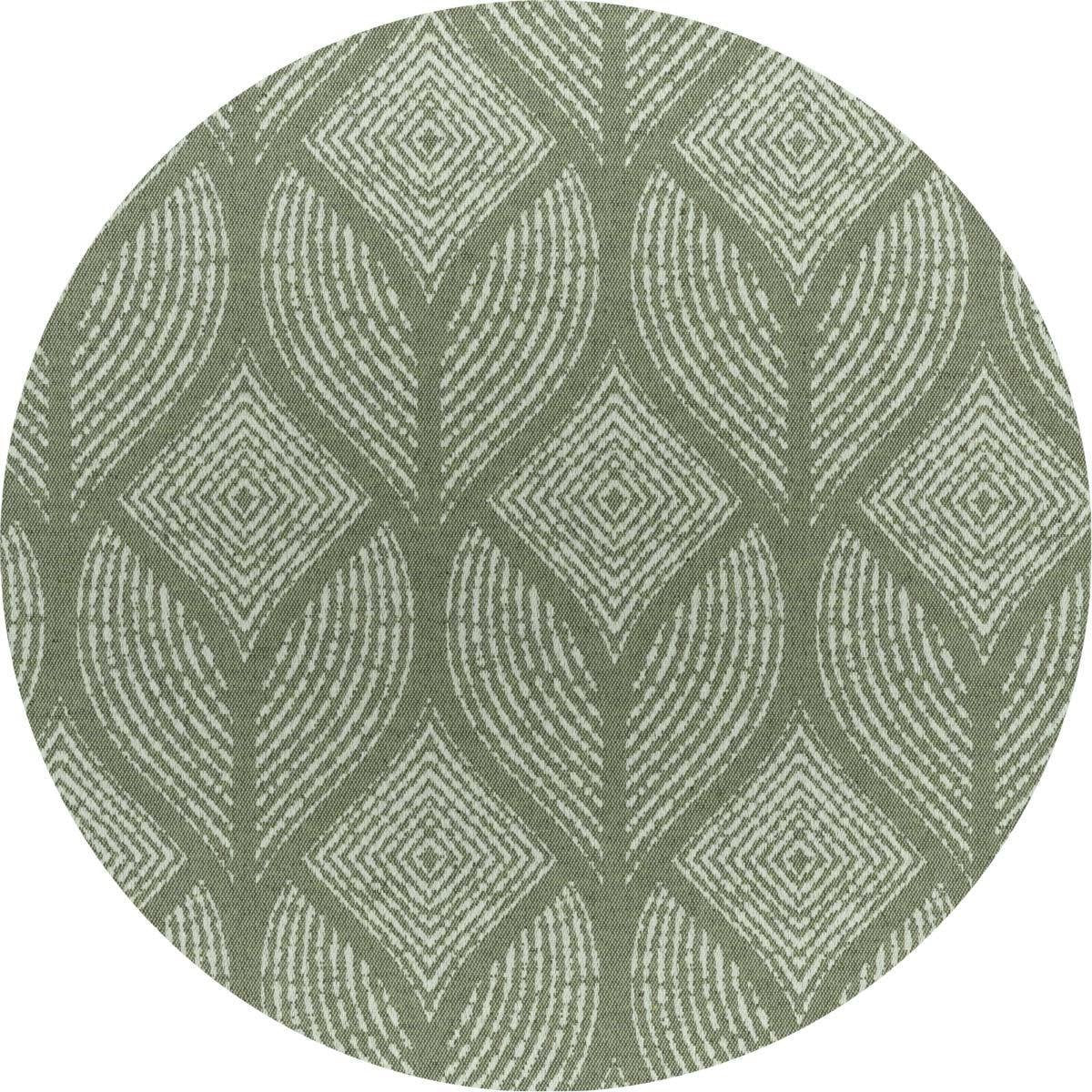 MixMamas Rond Tafelkleed Gecoat Jacquard- Ø 180 cm – Ogee - Groen / Grijs