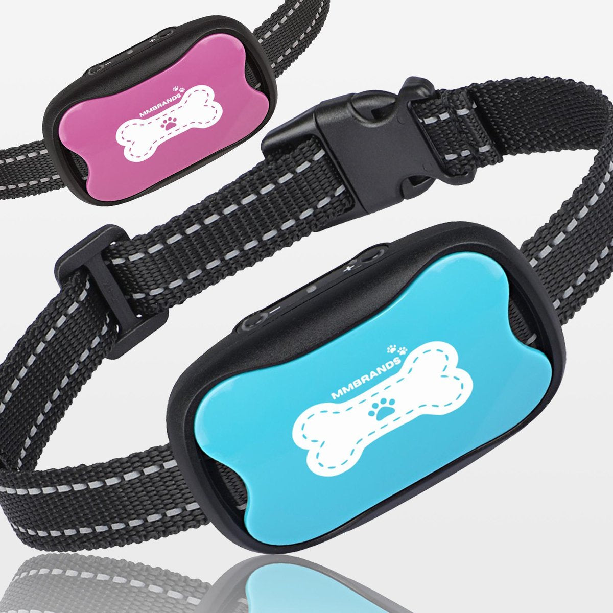 MM Brands Anti Blafband – Anti Blaf Apparaat – Trainingsband voor honden – Trainingshalsband voor hond – Halsband - Diervriendelijk – Vibratie en Ultrasoon Geluid – Roze en Blauw