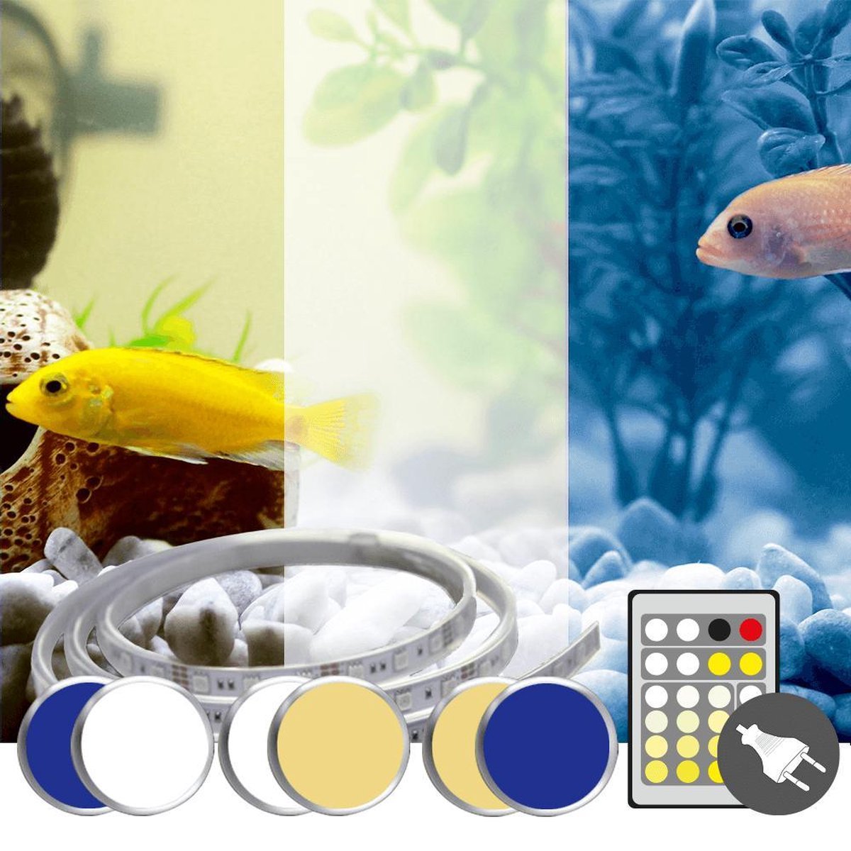Koud Wit en Blauwe ledstrip 200 - 250 cm - compleet