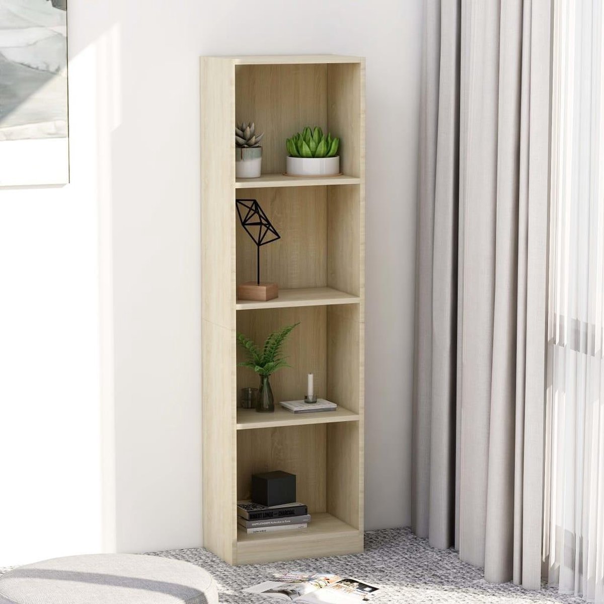 Boekenkast met 4 schappen 40x24x142 cm spaanplaat sonoma eiken