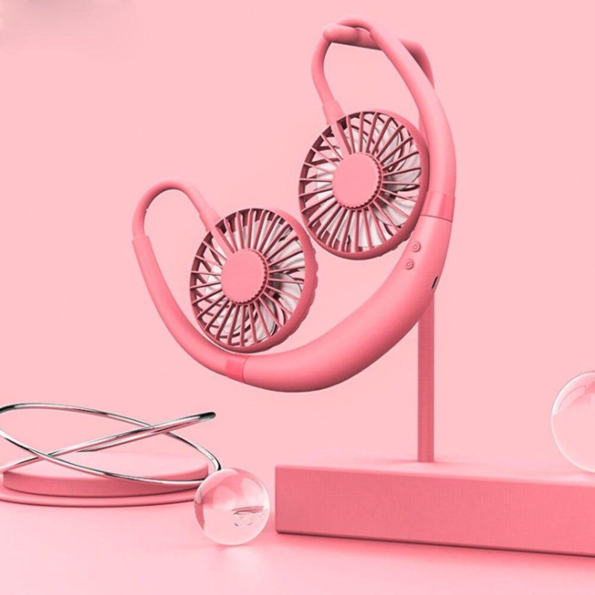 Nek Ventilator - Draagbare Ventilator - Nek Fan - Mini Ventilator - Hals Ventilator - Nekventilator - Roze