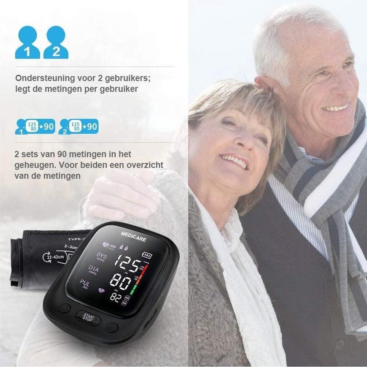 Medicare Bovenarm bloeddrukmeter - Zwart