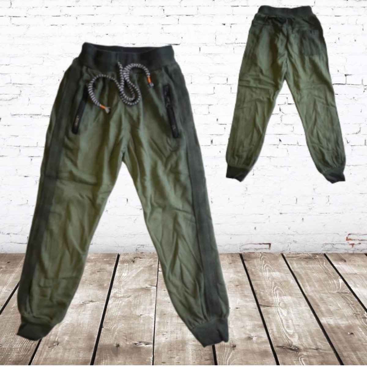 S&C Jongens joggingbroek bies groen - 110/116