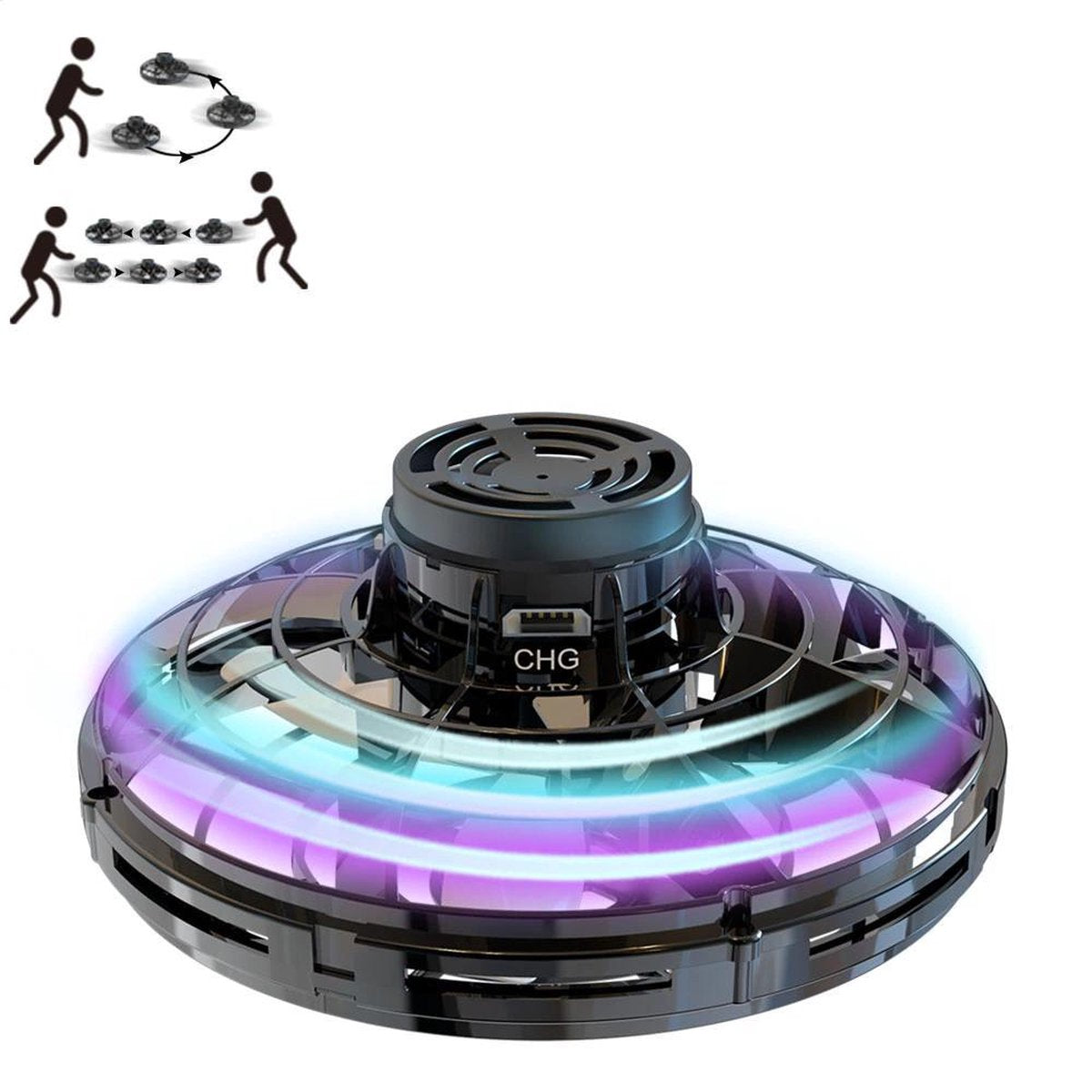 FlyNova Vliegende Spinner - LED - Zwart