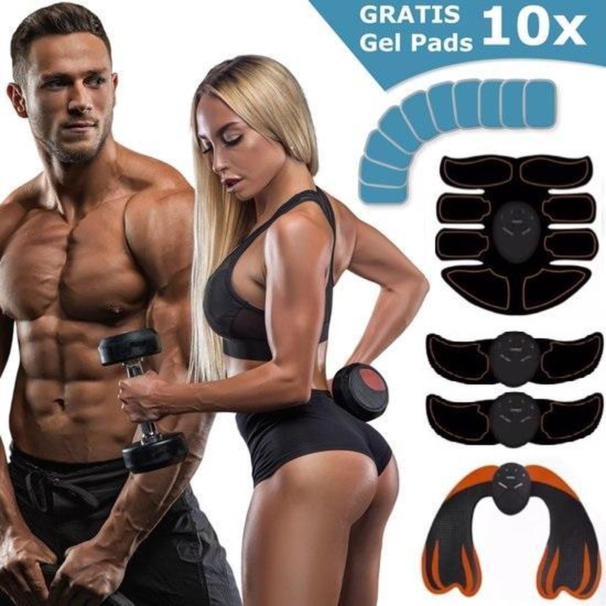 Sargon EMS Elektrische Buikspieren trainer - Billen trainer - 10x Extra Gel - Unisex - Zwart