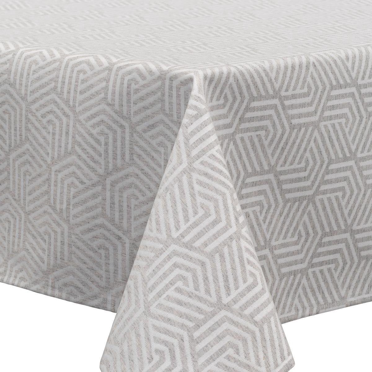MixMamas Tafelkleed Gecoat Jacquard Seamless Hexagon – 140 x 300cm – Grijs