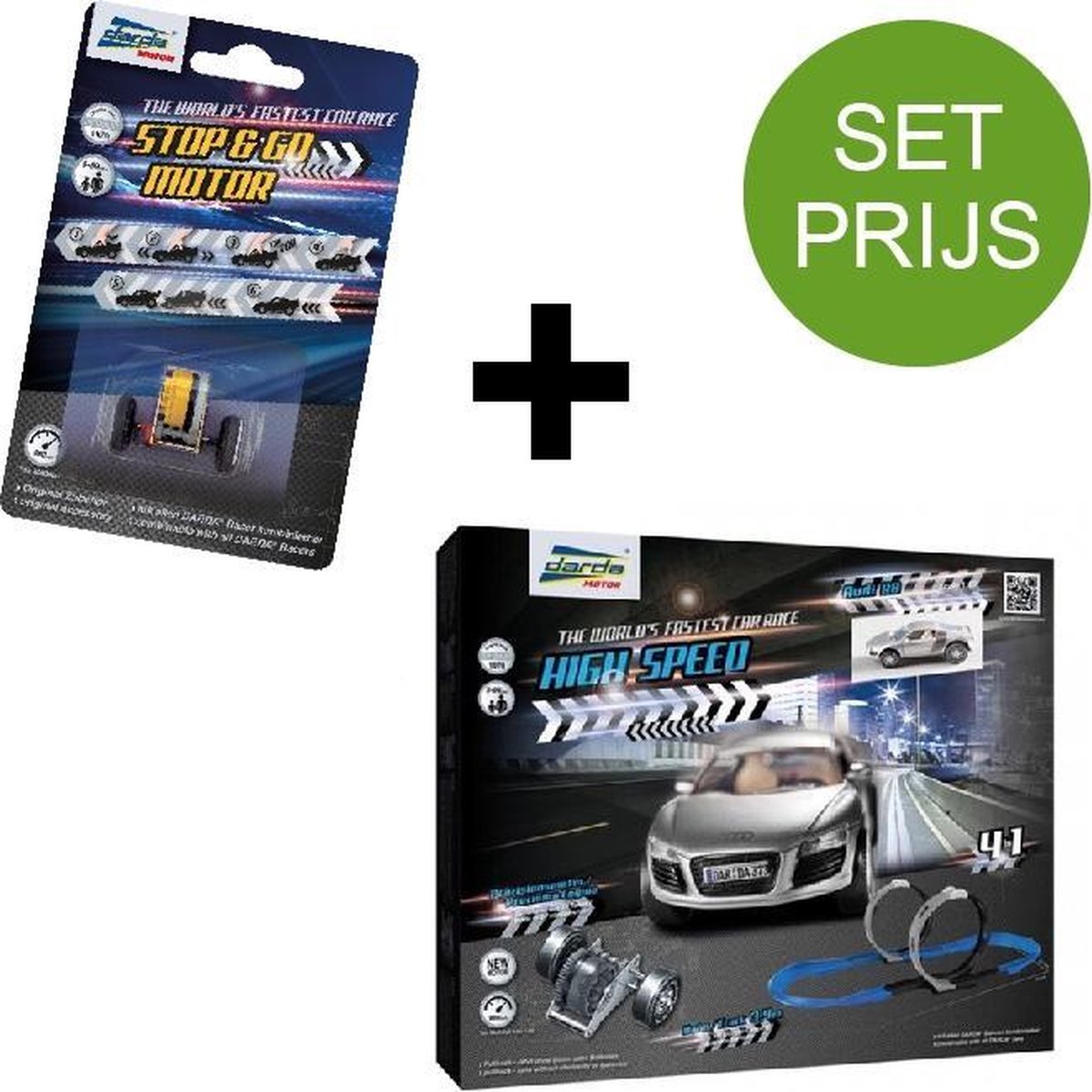 Darda racebaan SET High Speed - King size beginnersset + extra stop en go motor