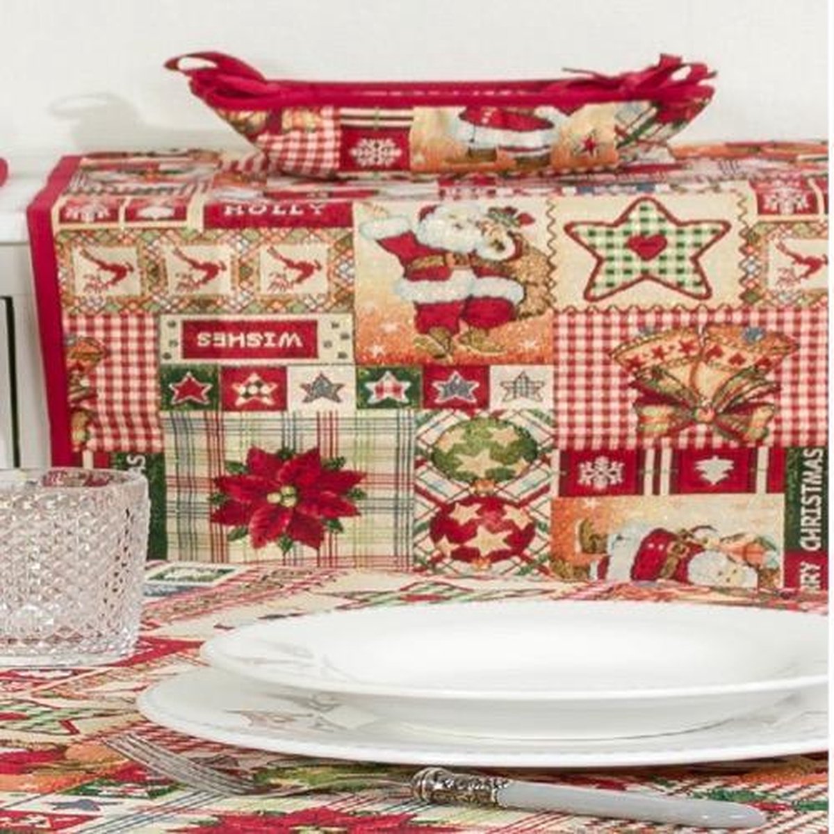 Kerst - Tafelkleed - luxe gobelinstof - Holly - Loper 140 cm