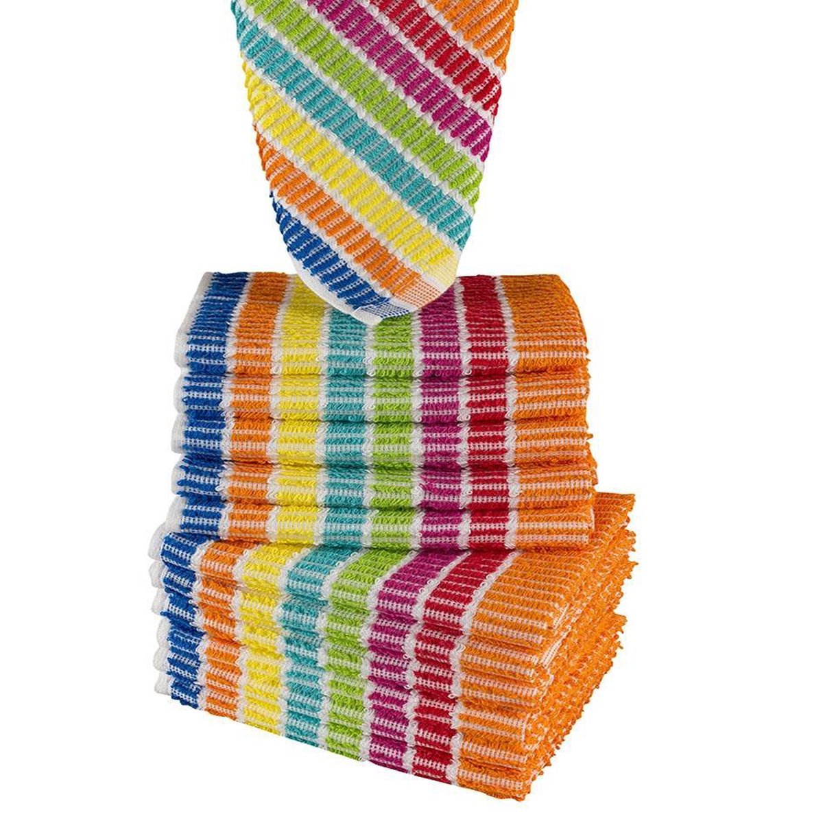 Homéé® Vaatdoeken regenboog gestreept - set van 20 stuks  35x35cm 100% Katoenen badstof