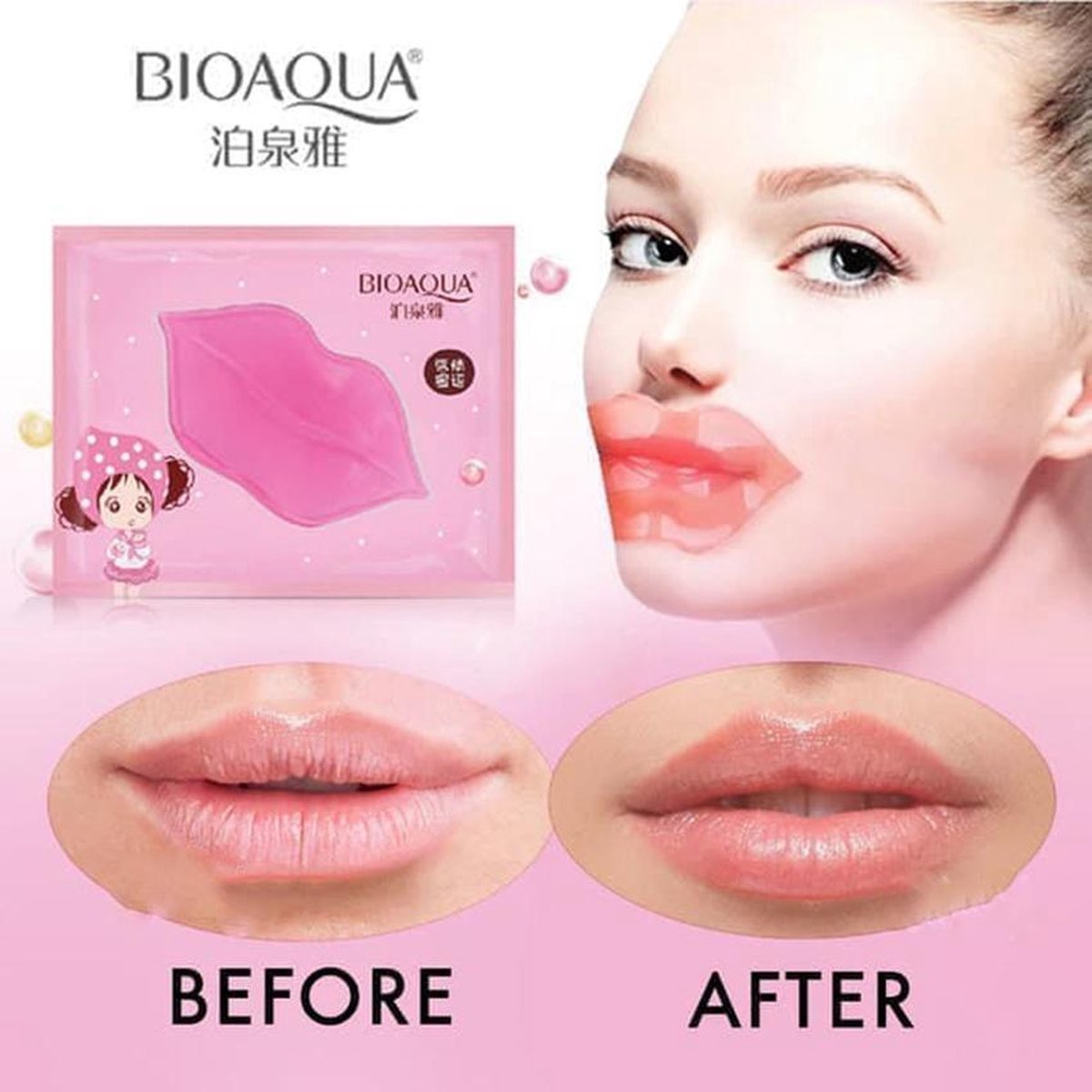 Luxury Pink BIOAQUA Lipmasker - Collageen lipmasker - Hydraterende lippenmasker - vollere lippen - verzorgend en verzachtend - Lip masker- hydraterend