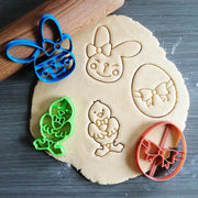 Koekjesvorm | 3-delige set | Pasen | Paaskuiken met strik - Lief Paaskonijntje - Paasei met strik | Cookie cutter | Uitsteekvorm | Bakvorm | 8cm