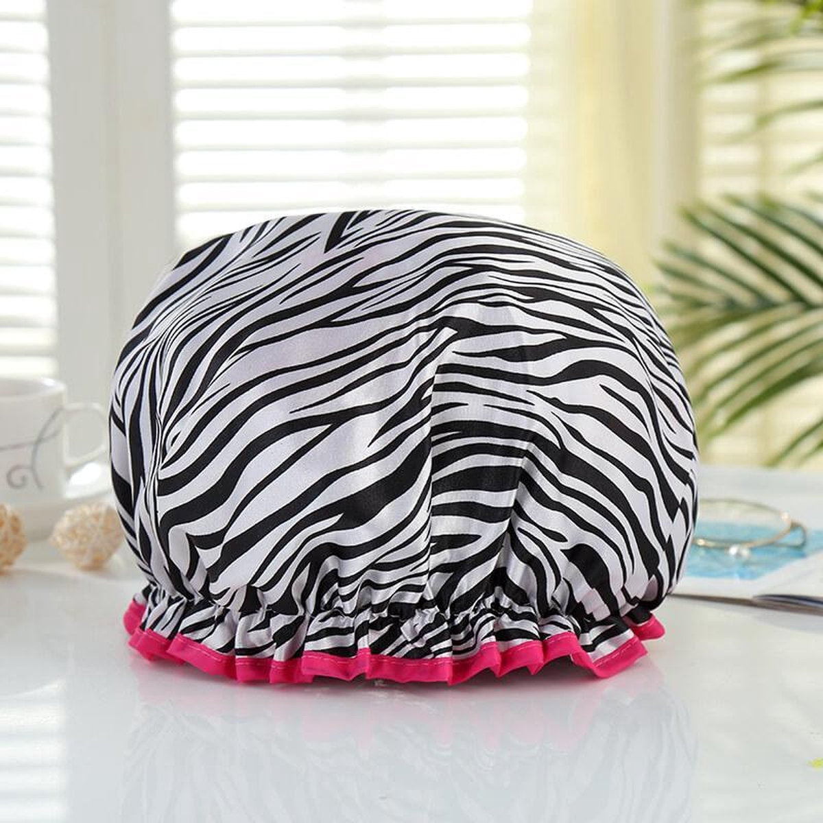 Afabs® XL Extra grote Douchemuts / Shower cap / Douchekapje / Douchecap voor vol haar / krullen / afro - Zwart witte zebra
