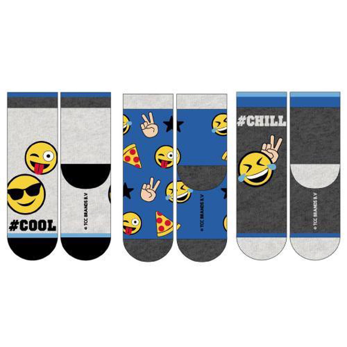 Emoji sokken 3 paar maat 23-26