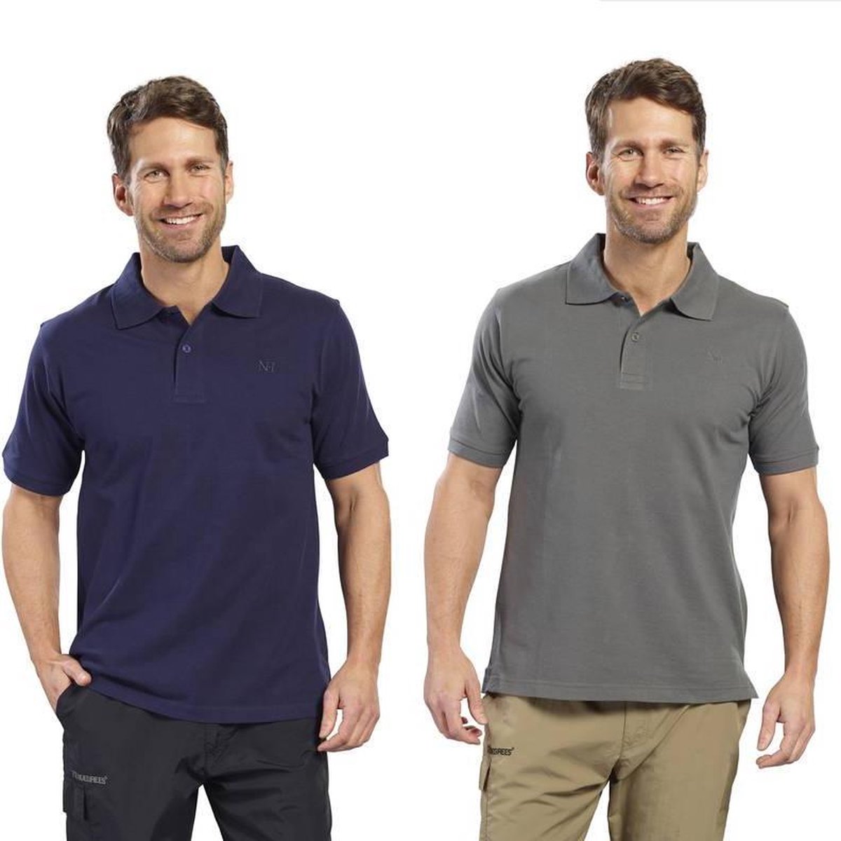 Poloshirt heren met knoopsluiting grijs/groen maat L
