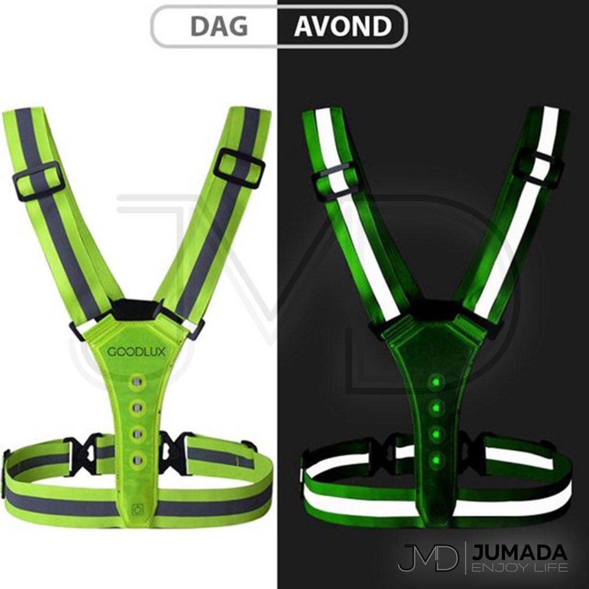 Hardloopvest met LED verlichting - Hardloophesje - Veiligheidshesje - Veiligheidsvest - Geel