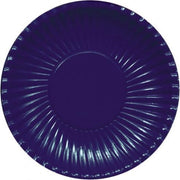 100x Platte kartonnen bordjes donkerblauw/navy 23 cm - Wegwerpborden van karton - Feestbordjes - Feestartikelen tafeldecoratie