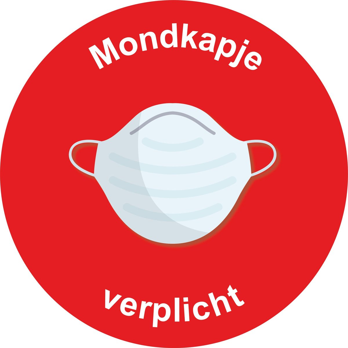 Sticker mondkapje verplicht Rood  ø25cm| Corona Sticker