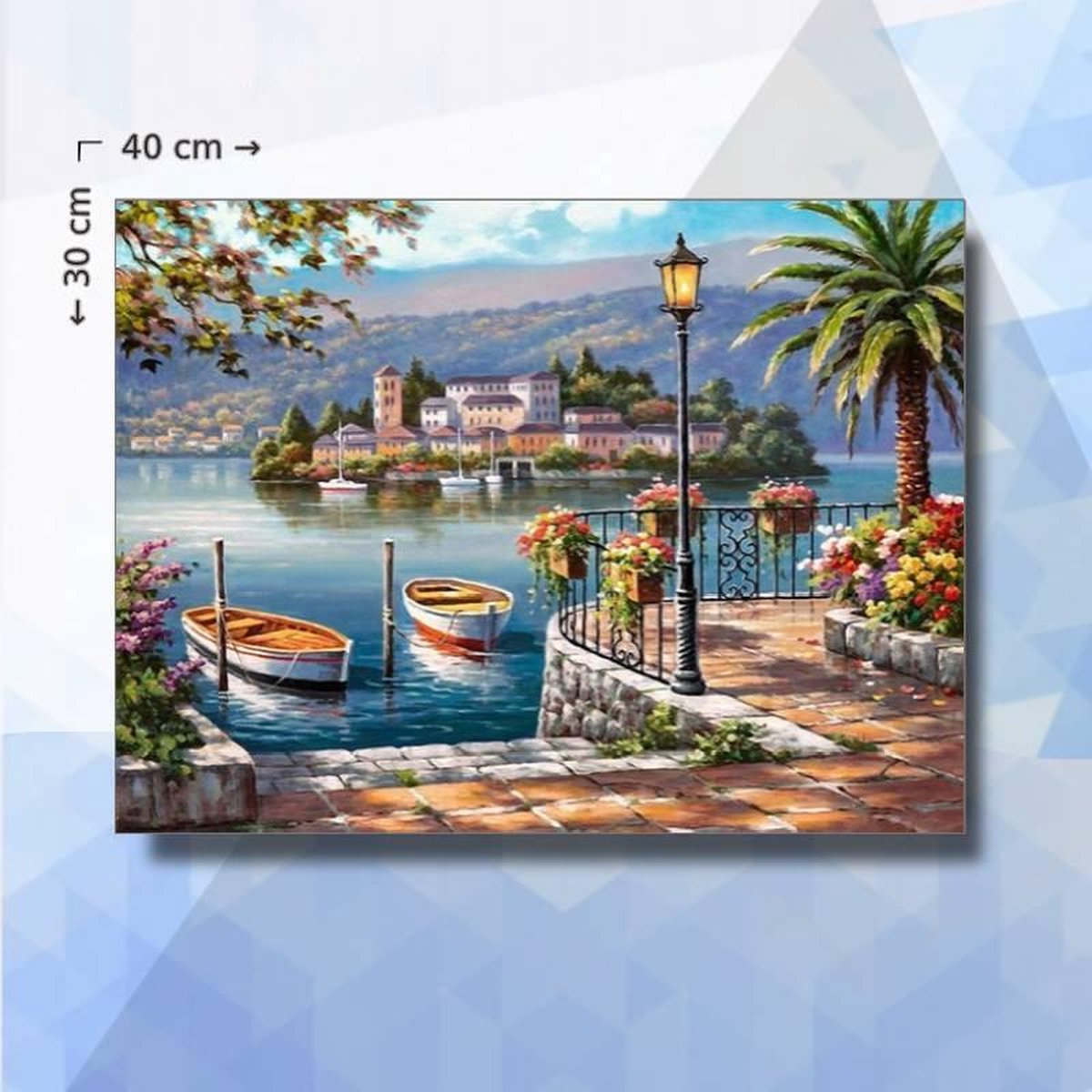 Diamond Painting pakket Uitzicht op het Meer - vierkante steentjes - 40 x 30 cm