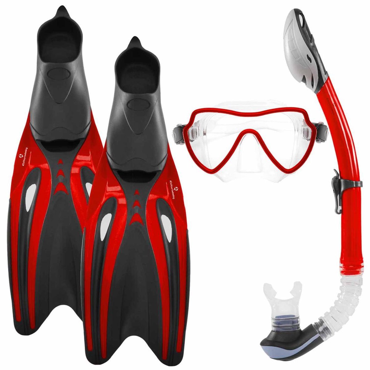 #DoYourSwimming - Snorkelset - »Mermaid« - duikbril + zwemvliezen (zwemvinnen) + snorkel - X-LARGE (EU 45-47) - rood