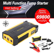 Mino High Power 6 in 1 Multifunctionele Krachtige Jumpstarter - Powerbank - 4 in 1 zaklamp- Auto/Motor/Bus/Boot - geel - Met Usb