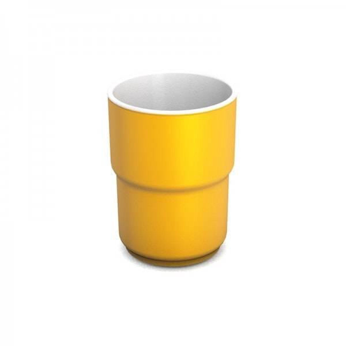 Beker Ornamin Campus in melamine: 270 ml - geel buiten - wit binnen