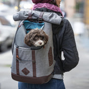 Stijlvolle Hondenrugzak voor kleine honden met diverse opbergvakken voor honden tot 11kg - Kurgo K9 Rucksack- Grijs 50x41x23cm