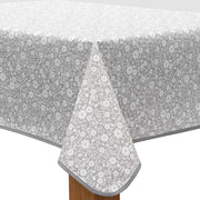 MixMamas Vierkant Tafelzeil - 140 cm - Bloemetjes Grijs/Wit