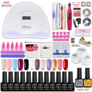 Nagellak Set - Nagellakset - Nagel Extension - Nagelextension - Kit - 54W Uv Led Lamp - Elektrische Manicureset - 35000 Rpm Nagel frees - Manicure Set - gereedschap - Nagel Kit