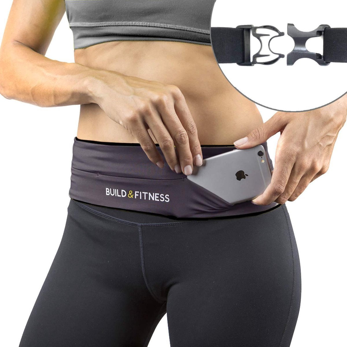 KW® Hardloopriem Unisex | Volledig verstelbare sluiting runningbelt | Fitnessriem sleutelclip | Geschikt voor alle telefoons | Riem belt running sport rennen | Voor training in fitnessclub oefeningen fietsen hardlopen