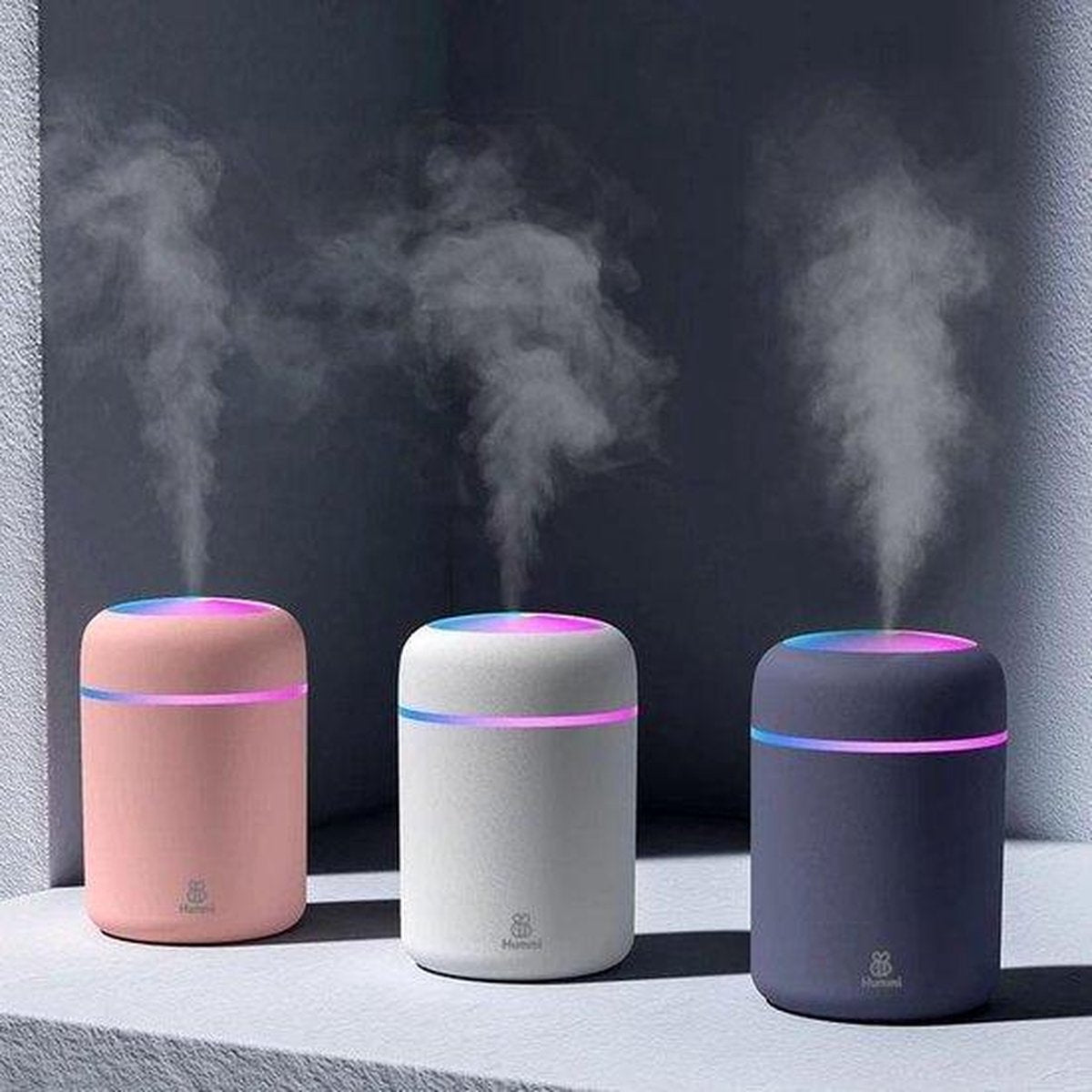 Hummi Mini (Roze) - Geur Verspreider - USB Humidifier - Luchtreiniger - Luchtbevochtiger - Aromatherapie - Diffuser Aromatherapie - Led Verlichting - Diffuser - Diffuser Aroma