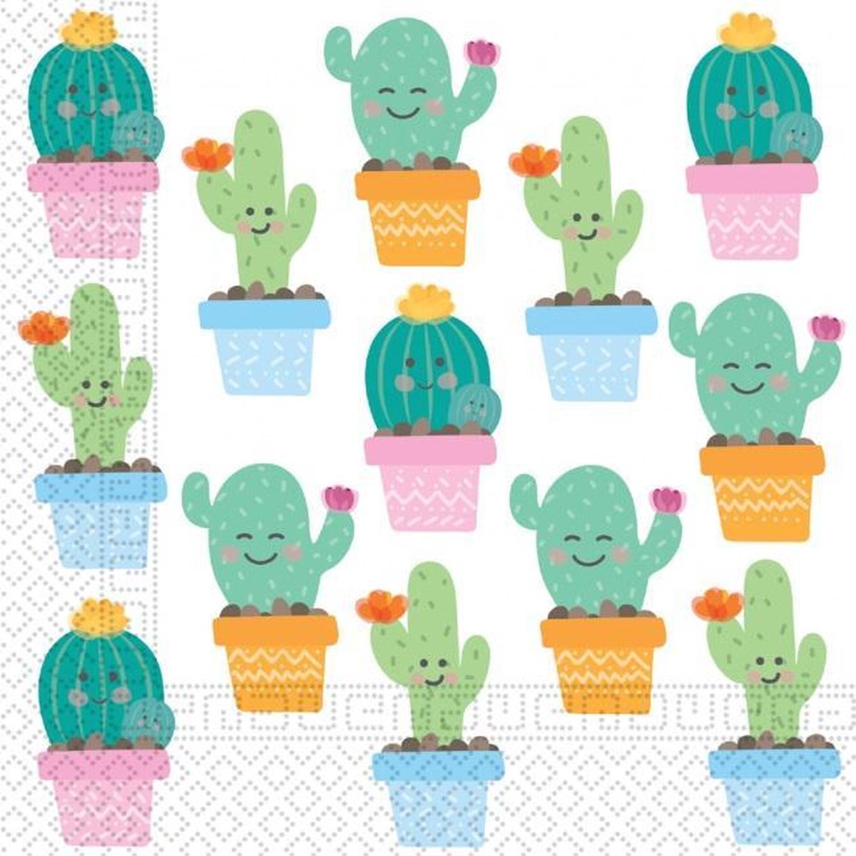 Procos Servetten Cactus 33 X 33 Cm Papier Wit 20 Stuks