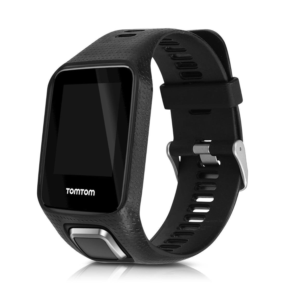 kwmobile horlogeband voor TomTom Adventurer/Runner 3/Spark 3/Golfer 2 - siliconen armband voor fitnesstracker - zwart