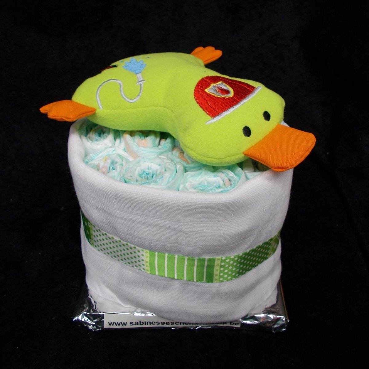 pampertaart / luiertaart Eendje Groen brandweer